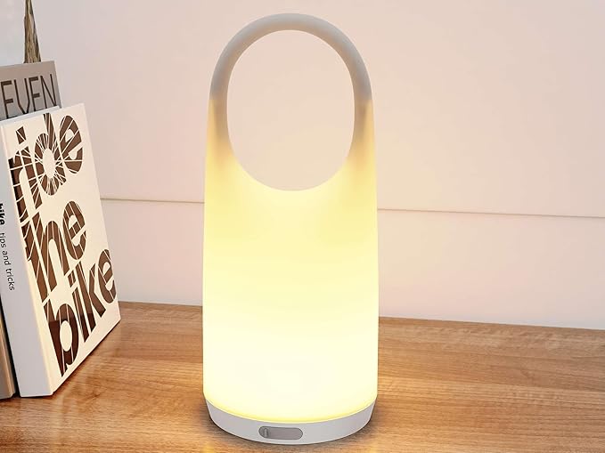 Portable Night Light Table Lamp 2 in 1 Charging LED Camping Lantern Waterproof 3-Levels Dimming&Silicone Shell Shatterproof Survival Kits for Indoor Outdoor Home Emergency Light Power (Warm Colors)