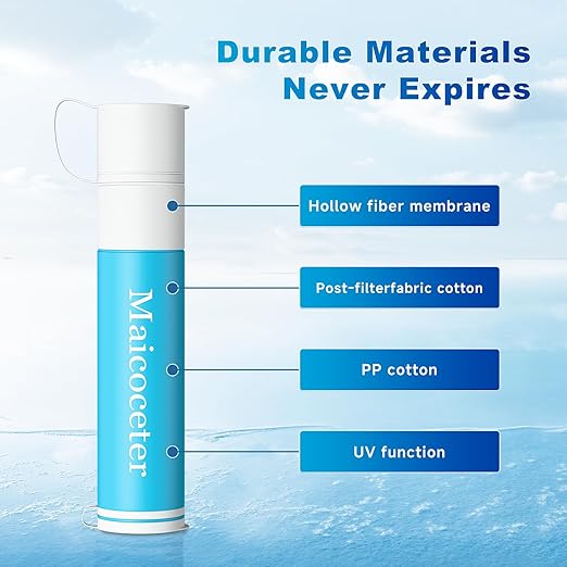 Straw Water Filter, Portable Water Purifier, Gravity Water Filter Filtration System, Straw Water Purification System, Outdoor Emergency and Survival Gear for Hiking, Camping Accessories and Travel