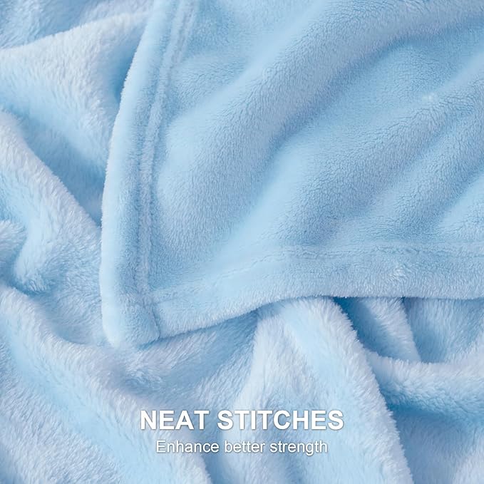 Hansleep Fleece Light Blue Throw XL Blanket, Super Soft Flannel Fuzzy Plush Cozy Blanket for All Seasons, Light Blue, Throw XL 50x70 Inches