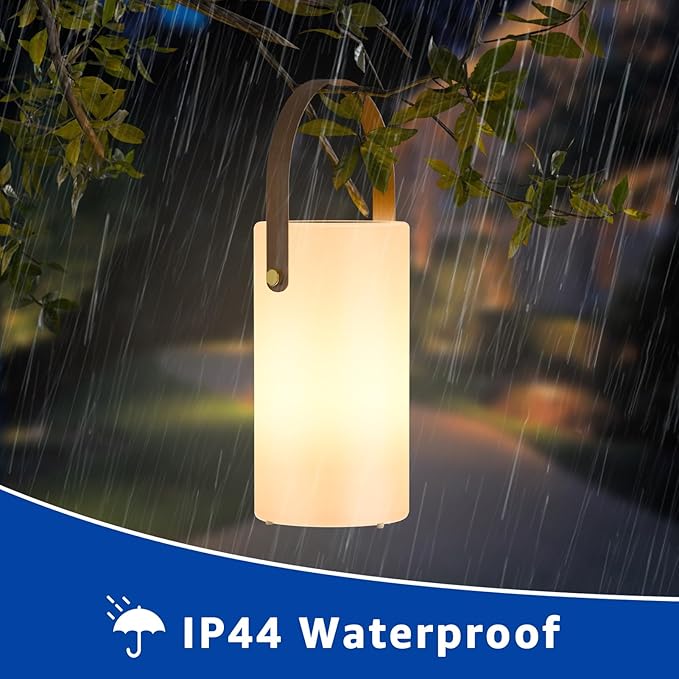 Uuffoo Solar Table Lamp Outdoor Lantern 2 in 1 Rechargeable Battery Operated Portable LED Cordless Lights with Remote 8 Colors, Waterproof IP44 for Patio Camping Outside/Indoor