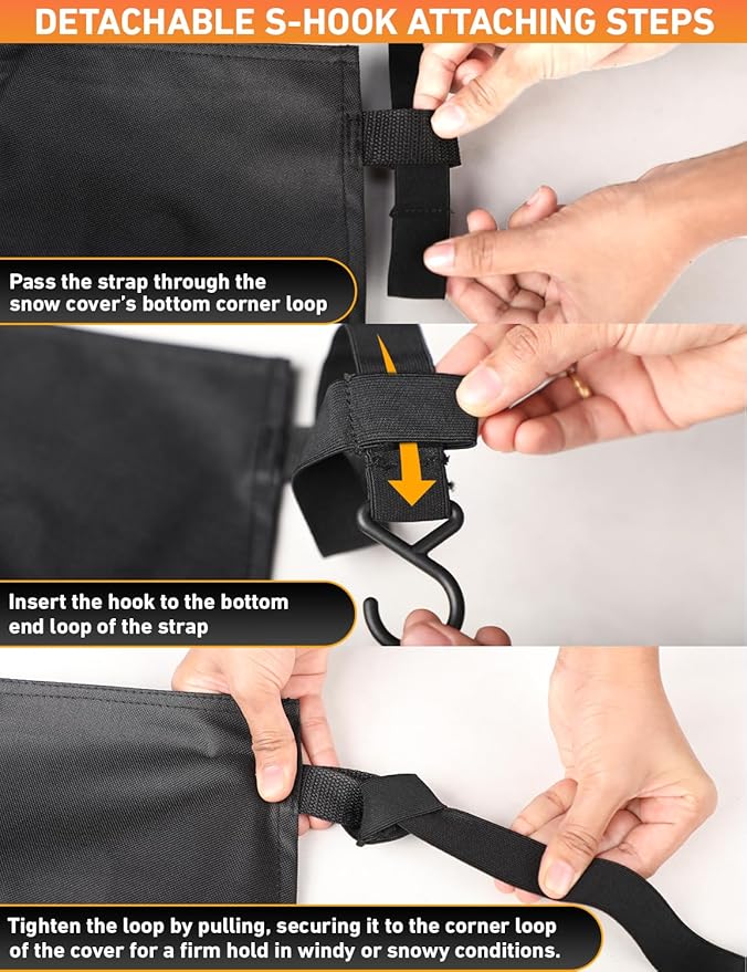 EcoNour Car Snow Cover Compatible for Chevrolet Equinox | Windshield Cover for Ice and Snow with S-Hook Straps | Heavy-Duty 600D Oxford Winter Car Cover, Waterproof & Anti-Slip