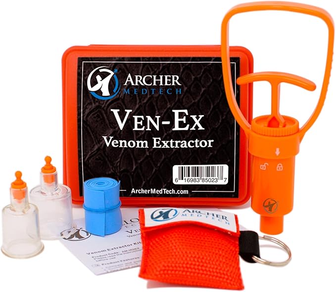 Ven-Ex Snake Bite Kit & Bee Sting Kit – Portable Venom Extractor for Humans and Dogs with Tourniquet, Bonus CPR Face Shield, Outdoor First Aid for Hiking, Camping & Backpacking