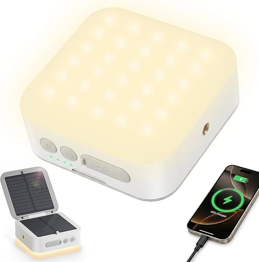 Solar Camping Lantern Rechargeable, 5000mAh Camping Lights 3000LM Camping Lights up to 144 Hours 5 Light Modes, IPX5 Waterproof Lanterns for Power Outages Portable Power Supply
