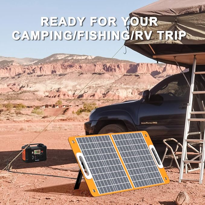 Solar Generator With Solar Panel Included, FF Flashfish 200W Portable Power Station+60W Solar Panel(DC/USB-A/USB-C Output), Backup Power Battery And Solar Panel Kit For Home Blackout/RV/Camping