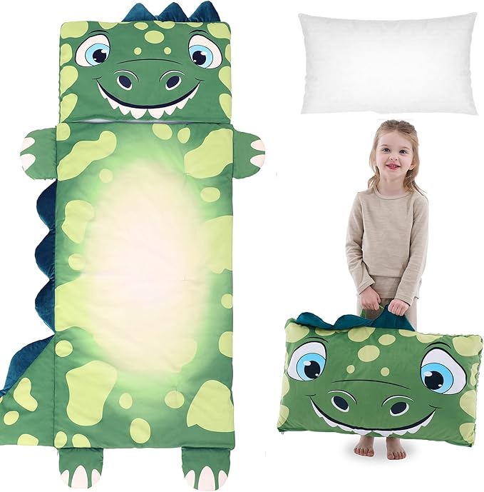 Wizland Sleeping Bag for Kid-Thick Cut Flannel School Mat for Boys and Girls Kindergarten Portable Nap Mats Super Soft, Warm, Cozy, 3.3 Lbs Thickened, 61.8"×28.3" Kid Gift for 3 4 5 6 7 8 9