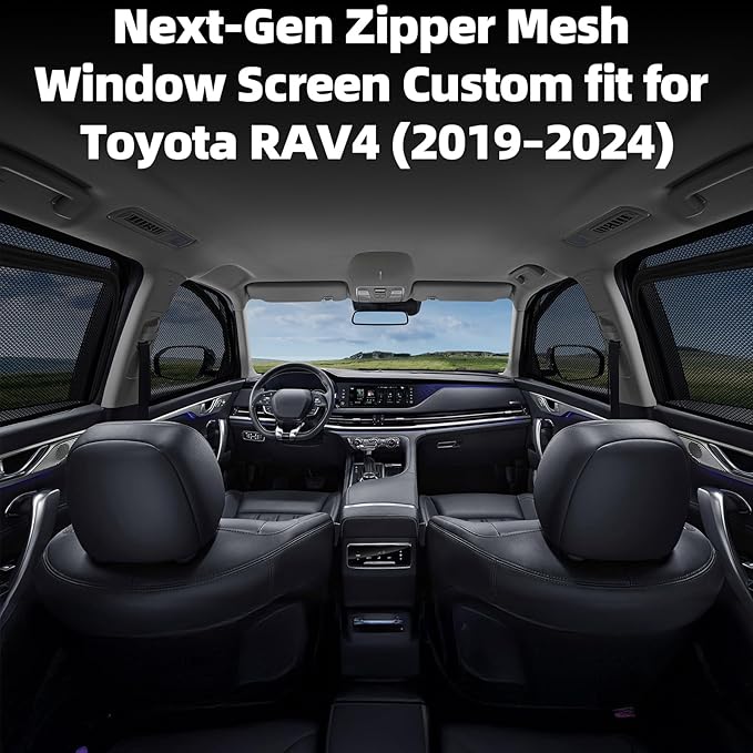 ZATOOOTO Car Window Shades for 2019-2024 Toyota RAV4 Sun Shade Exclusive Zipper Design for Easy Access Privacy Car Window Cover Sun Blocker for Heat UV Ray Protection for Midday Break Travel Camp