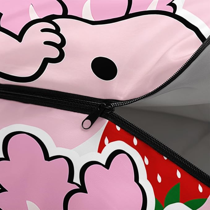 QOOMO Axolotl Cute Camping Sleeping Bags,3 Season Warm & Cool Weather,Lightweight,Waterproof Sleeping Bags for Adults & Kids,Traveling,and Outdoors