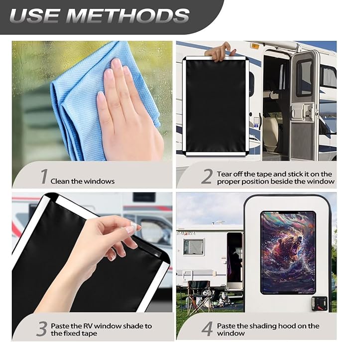 RV Accessories Bear Roar Door Window Shade Foldable for Inside, Blackout Shades RV Blinds, Blackout Screen Door Protector for Camper