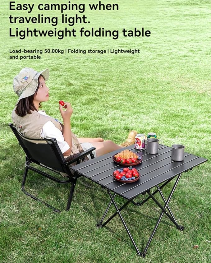 Folding Camping Table – Ultralight Aluminum Portable Table for Camping, Hiking, Backpacking, Picnic, Beach, BBQ – Compact Lightweight Collapsible Travel Side Table for Outdoor, RV, (2)