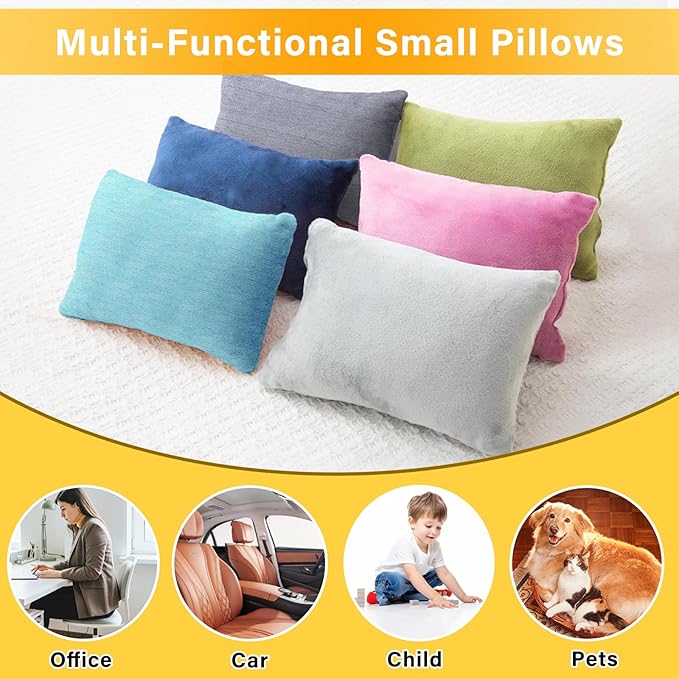 1 MIDDLE ONE 2 Pack Small Pillow, Cooling Memory Foam Mini Pillow 11 X 7 Inches for Sleeping, Travel, Nap and Neck, Knee, Lumbar Support, Tiny Cushion for Pet, Dogs (Blue)