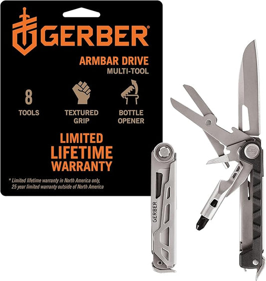 Gerber Gear Armbar Drive 8-in-1 Pocket Knife EDC Multitool with Screwdriver, 2.5" Blade, Onyx