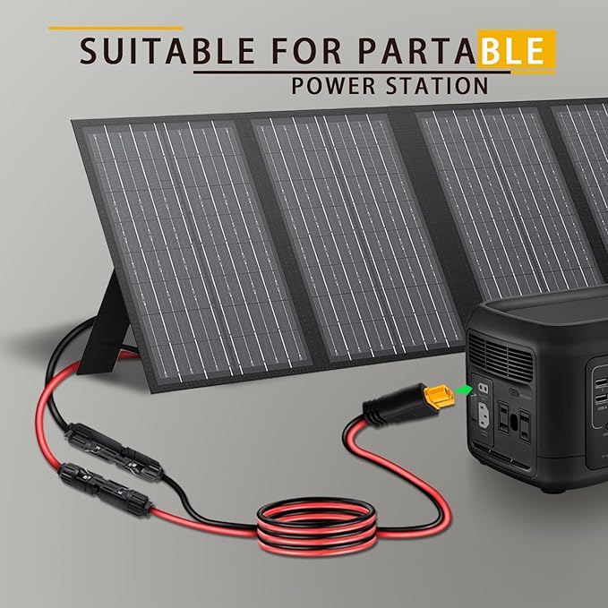 COMeap Solar Panel Cable for Ecoflow Anker SOLIX 12AWG, 10FT/3M Compatible with MC-4 to XT60 Plug Solar Panel Connector Adapter Extension for Portable Power Station Solar Generator RV
