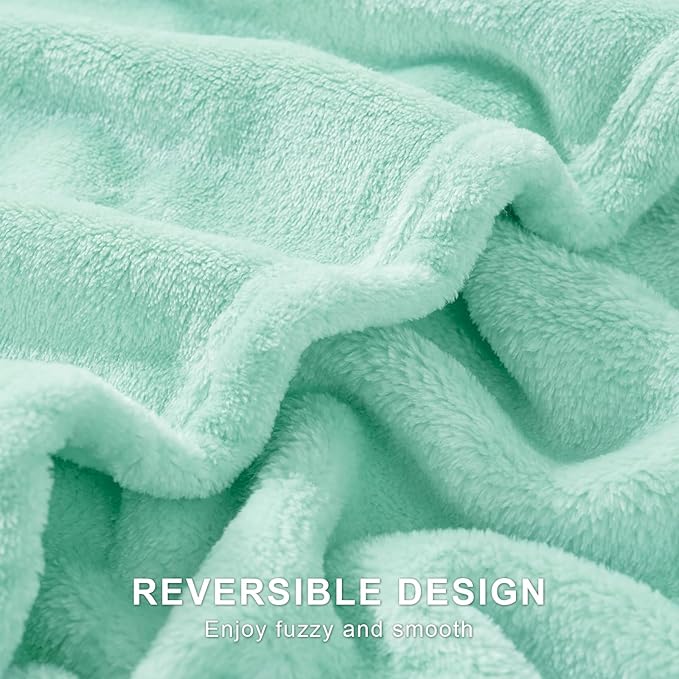 Hansleep Fleece Lake Green Throw Blanket, Super Soft Blanket Flannel Fuzzy Plush Cozy Blanket for All Seasons, Lake Green, Throw 50x60 Inches