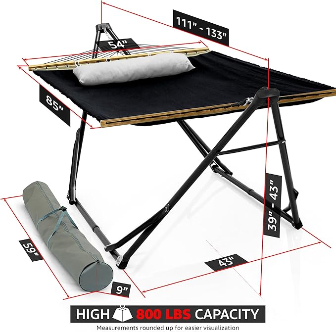 Tranquillo Unity Signature Steel Hammock Stand – 800 lbs Heavy-Duty Frame with Smooth, Noiseless Swing, Pre-Assembled for Quick Setup, Perfect for Indoor & Outdoor Relaxation; Black