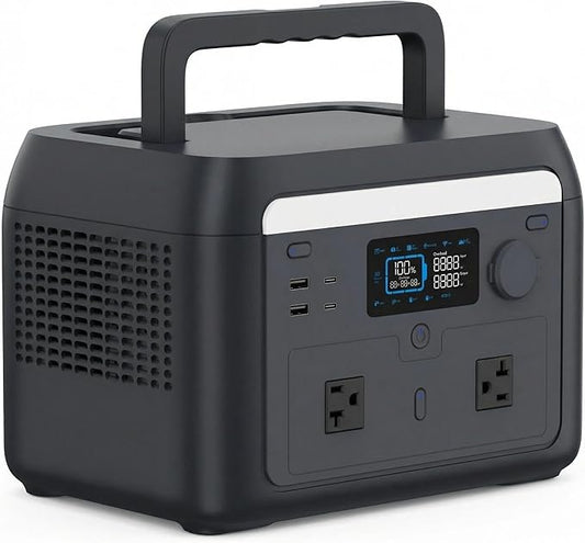 1000W Portable Power Station 614Wh, Bidirectional Inverter, <10ms EPS, 1.5H Fast Charge, LiFePO4, WiFi APP, 400W Max Solar Generator for Home Emergency, Camping, RV, CPAP