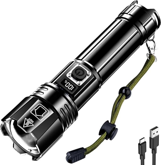 AKNEAR Rechargeable LED Flashlight 99000 High Lumens, Super Bright Flashlights with Zoomable & USB C Rechargeable & 5 Light Mode & IPX7 Waterproof, Powerful Flash Light for Home, Hiking, Camping