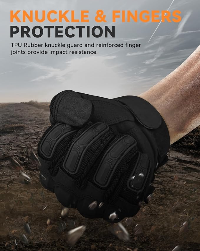 KUMGIM Tactical Gloves for Men, Motorcycle Military Combat Gloves Black Airsoft Gloves Touchscreen for Airsoft Outdoor Hunting Shooting Paintball Work Motorcycling Climbing