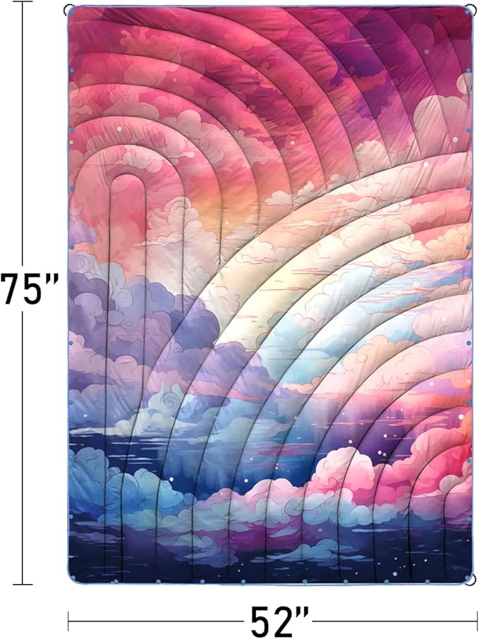 Camping Blanket,Lightweight Puffy Printed Camping Blanket Packable Outdoor Blanket for Camping,Traveling, Stadium, Hiking, Picnics