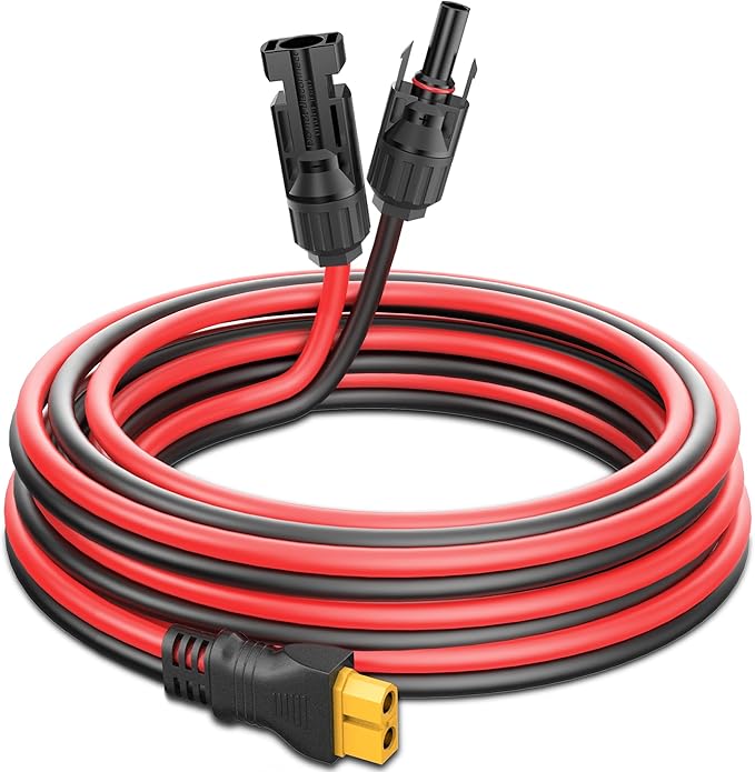 Solar to XT60 Extension Wire (15ft, 12AWG) for Ecoflow Generator and Portable Power Station
