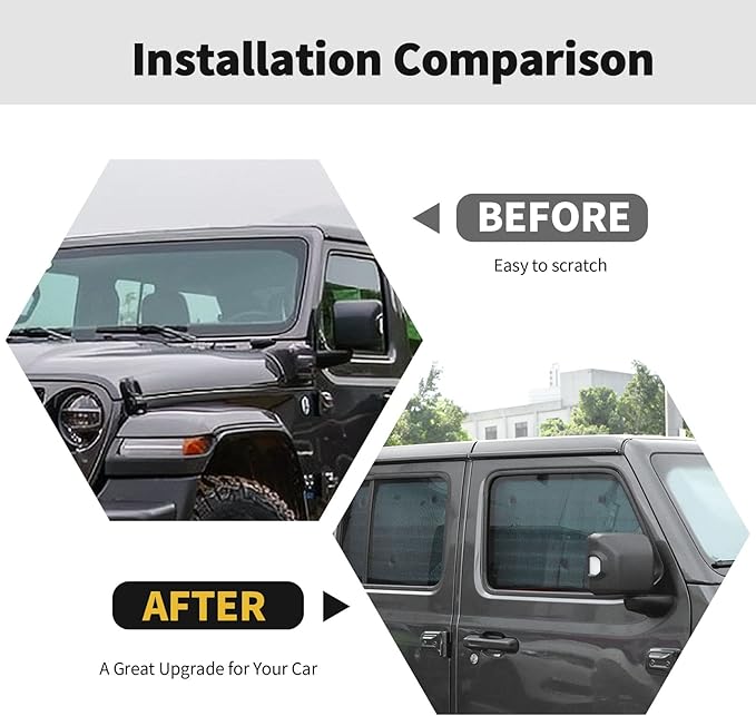 Windshield Sunshade Sun Shade Heat Shield Window Sun Visor Mat for Jeep Wrangler JLU 4 Door 2018-2024,8PCS