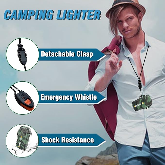 Torch 2 Pack Windproof Outdoor Gas Lighter - Adjustable Jet Flame, Fireplace, Fireworks, Grill, Camping, BBQ - Gifts for Men (Camo+Camo) (Without Butane)