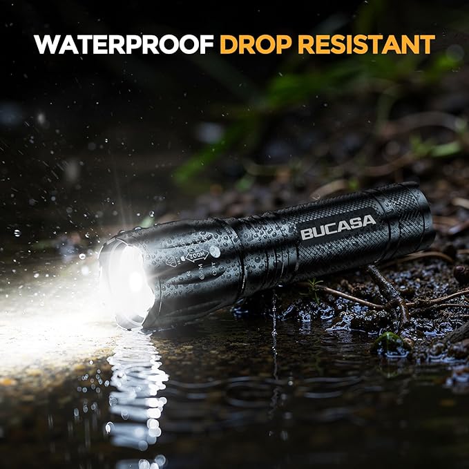 BUCASA 6 Pack Rechargeable Flashlights High Lumens, Brighter Small Flashlight Powerful Tactical Flashlights Rechargeable, Waterproof LED Flashlight with 3 Zoomable Modes for Camping Emergency