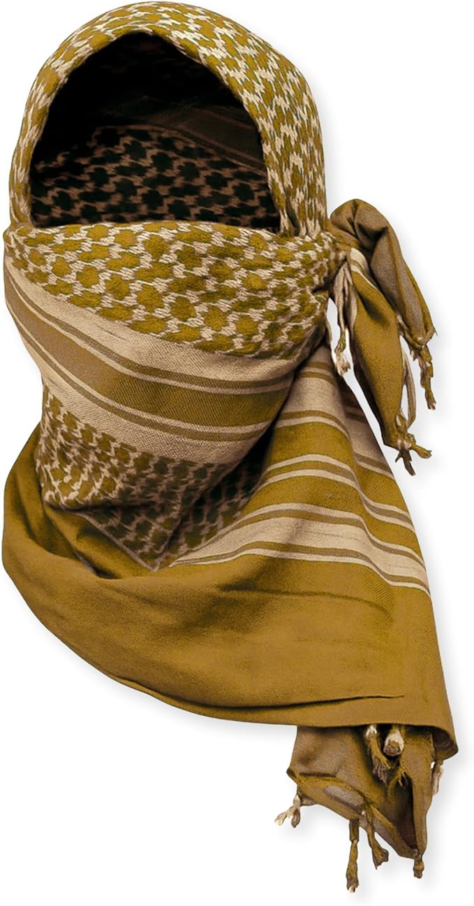 M MCGUIRE GEAR Shemagh Tactical Scarf, Middle Eastern Desert Hood, Bandana, Keffiyeh, Military Style, 100% Cotton, 42" x 42"