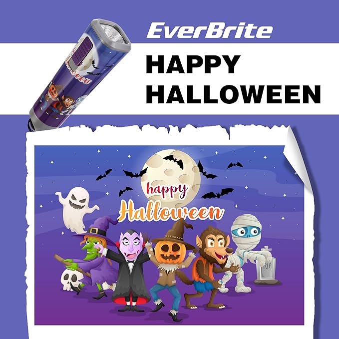 EverBrite HEverBrite Halloween Flashlights for Kids, Halloween Gifts for Children, Small LED Flash Light Handheld Torch with Lanyard 3AAA Battery Included, 1 Pack-Purple, E012067AE