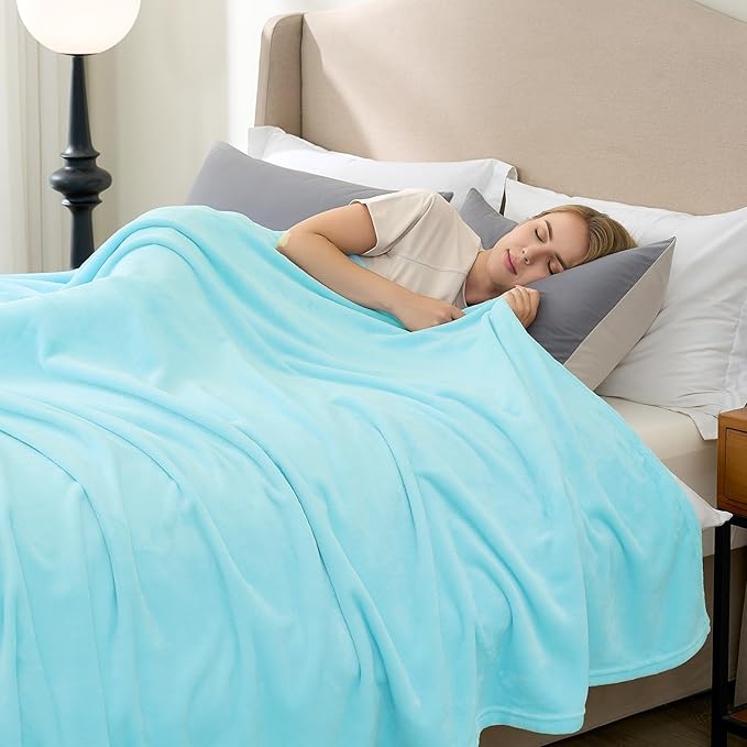 Hansleep Fleece Robin Egg Blue Throw Blanket, Super Soft Blanket Flannel Fuzzy Plush Cozy Blanket for All Seasons, Robin Egg Blue, Throw 50x60 Inches