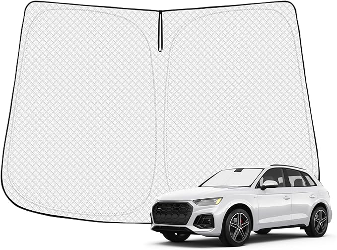Canvcle Windshield Sun Shade for 2018-2025 2026 Audi Q5 Accessories Thicken 6-Layer Front Window Sunshade Cover Sun Visor Protector Foldable Block UV Rays Keep Vehicle Cool