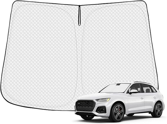 Canvcle Windshield Sun Shade for 2018-2025 2026 Audi Q5 Accessories Thicken 6-Layer Front Window Sunshade Cover Sun Visor Protector Foldable Block UV Rays Keep Vehicle Cool