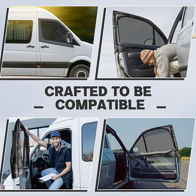 Yahenda Van Window Bug Screen 47 x 33 Inches Universal Cars Sun Protection Net Breathable Mesh Car Window Covers Car Shades for Front Windows Magnetic Suction Privacy Protection for Van SUV Cars