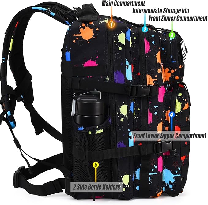 45L Tactical Backpack for Men Women, Military Assault Pack with MOLLE, Large 3 Day Bug Out Bag for Hiking Camping