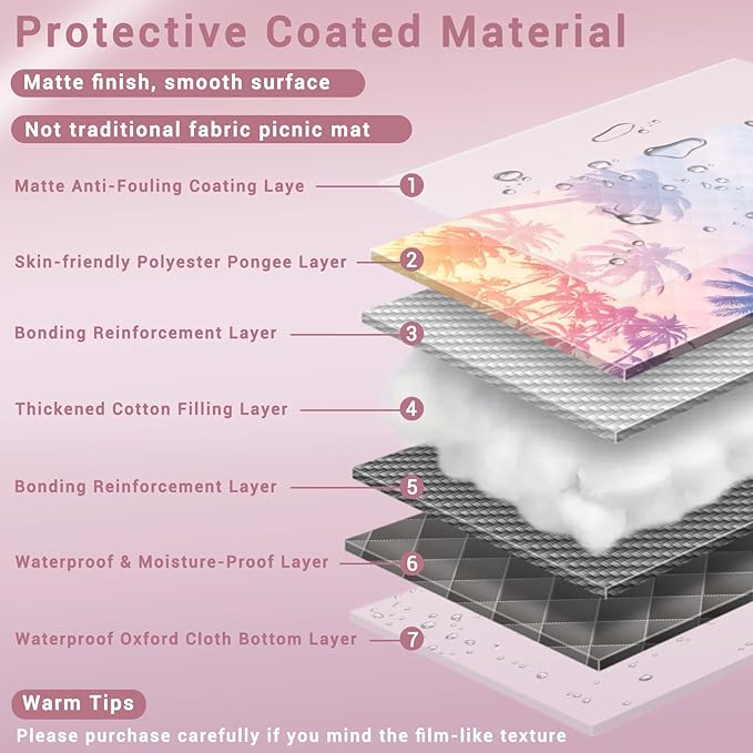 60x80" Picnic Blankets Waterproof Outdoor Huge Sand Free Beach Blanket Windproof Soft Patio Concert Ground Mats Backpacking Camping Travel Essentials Summer Outside Hawaii Vacation Stuff Gifts