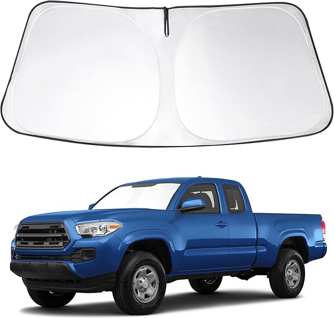 Windshield Sun Shade Custom Fit 2016-2022 2023 2024 2025 2026 Toyota Tacoma Accessories Foldable Sunshade Front Window Sunshade Sun Blocker