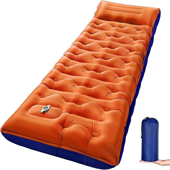 KASBAH Camping Sleeping Pad,Extra Wide 6 inch Thick Inflatable Sleeping Pads with Built-in Foot Pump and Pillow,Ultralight Camping Mat Gear for Outdoor Hiking,Camping