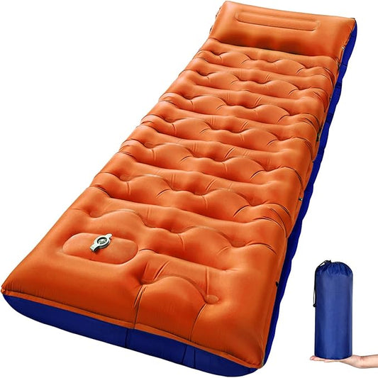 KASBAH Camping Sleeping Pad,Extra Wide 6 inch Thick Inflatable Sleeping Pads with Built-in Foot Pump and Pillow,Ultralight Camping Mat Gear for Outdoor Hiking,Camping