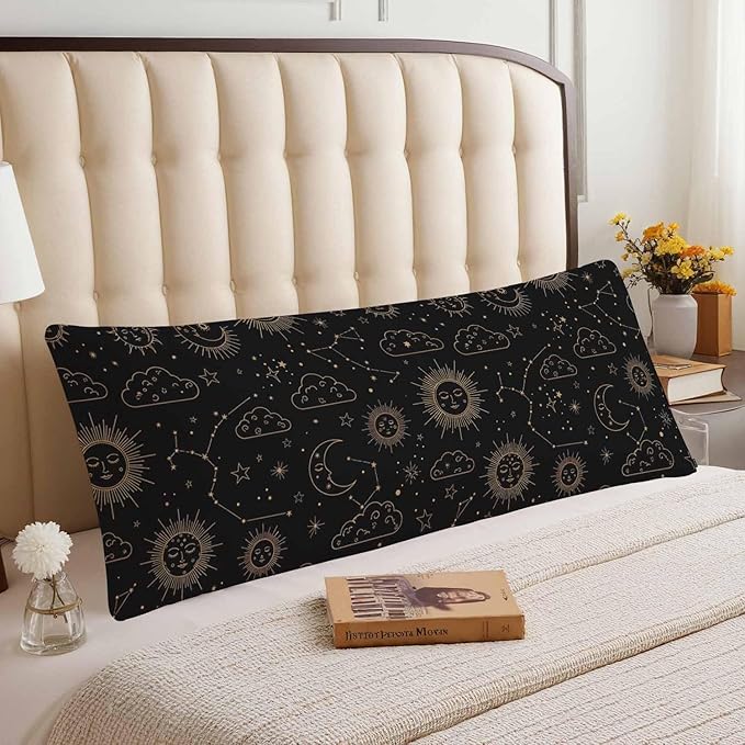 Couch Pillows Decorative Body Pillow Cover Sun and Moon, Galaxy Space Celestial Sun Moon Body Pillowcase for Men Women, Body Pillow Covers 20" X 54" Cushion Cases for Sofa Bed