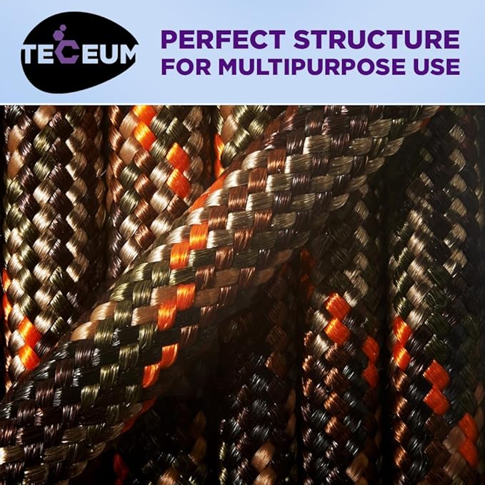 TECEUM Reflective Paracord Rope 1000 – 1000ft/200ft/100ft/50ft – 40+ Colors – Glow in The Dark – para Cord – Utility Rope for Survival, Hunting & Camping Gear – Nylon String, Camping Rope, Tent Cord