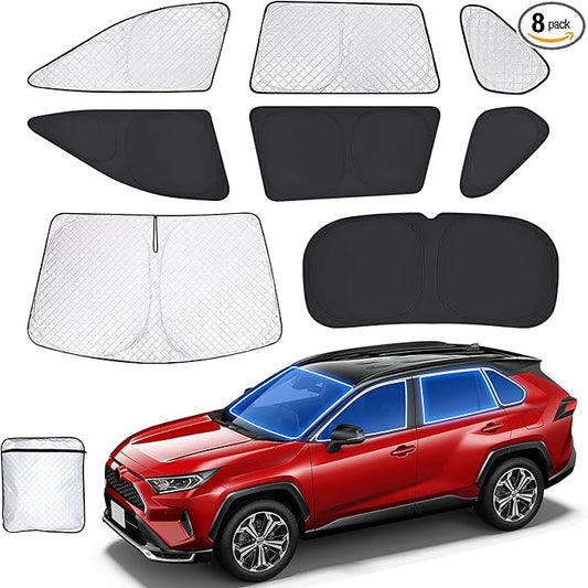 ZATOTOO Car Window Shades for 2019-2024 Toyota RAV4 Sun Shade for Side Window Front Rear Windshield Triangular Window Shade Privacy UV Rays Sun Blocker Heat Insulation for Camp Nap Long Time Parking