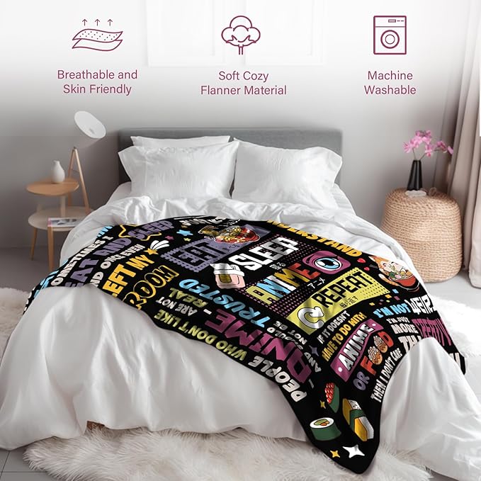 Anime Gifts for Girls, Japanese Anime Gifts for Women, AAnime Lovers Men, Soft Throw Blanket 50" *60", Christmas Thanksgiving Gifts for Daughter