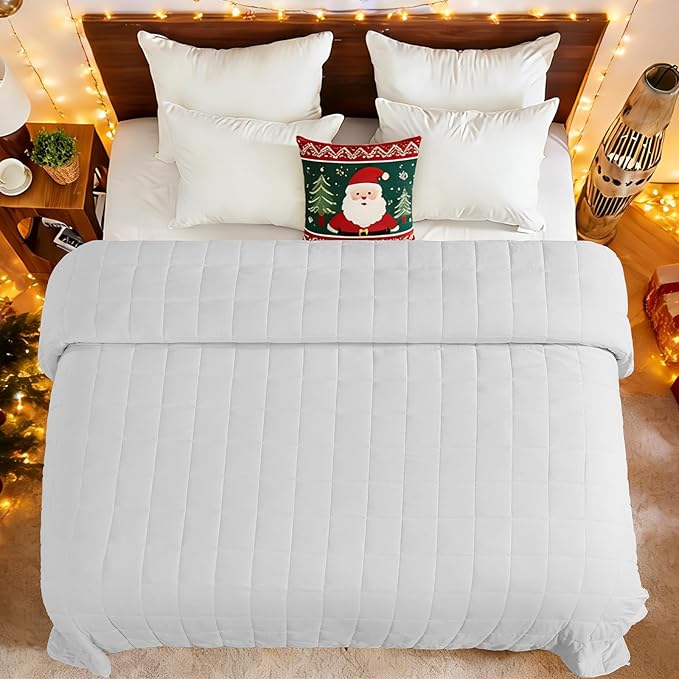 King Size Weighted Blanket for Adults (30 lbs, 80” x 87”, White) Cooling Heavy Blanket for Sleeping Perfect for 290-310 lbs, Breathable Blanket for Adults & Couple All Season, Machine Washable