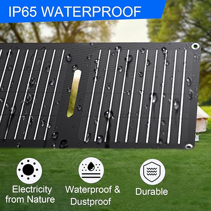 30W Portable Solar Panels,ETFE Foldable Solar Panel with USB-C/USB-A/DC Ports for Hiking,Camping,Backpacking,IP65 Waterproof Small Folding Solar Charger for Phone,Tablets,Power Bank