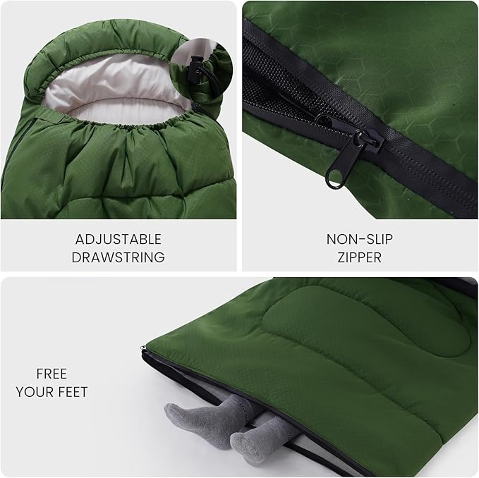 Sleeping Bags for Adults & Kids Lightweight Waterproof 3-4 Season Warm with Inflatable Pillow–Compact Portable Sleeping Bag for Cold Weather Camping, Hiking, Travel, Indoor/Outdoor Use