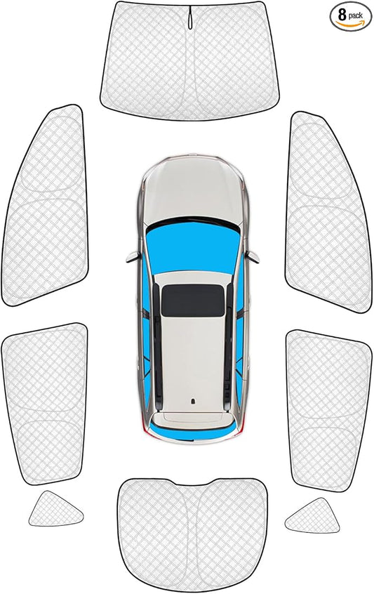 KMF 8pcs Full Window Sun Shades for Subaru Outback Wagon Accessories 2015-2019, Custom Fit Privacy Car Window Covers for Windshield Side Rear, UV Block and Blackout for Camping Outdoor