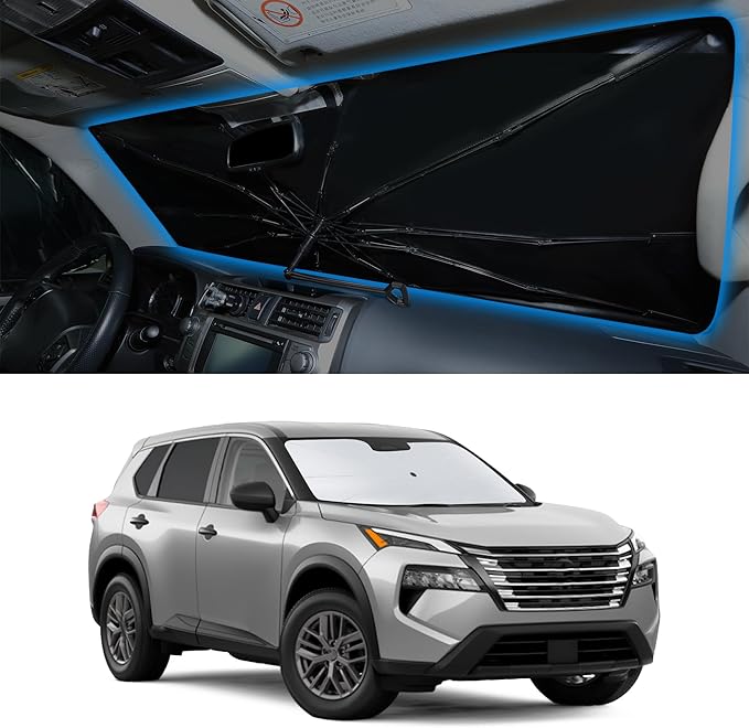 Windshield Sun Shade Umbrella Fit for 2021 2022 2023 2024 2025 2026 Rogue 3rd Gen.Accessories(Not for Rogue Sport) Foldable Sunshade Shield Protector