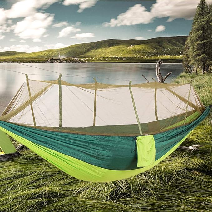 KEPEAK Camping Hammock with Net Netting, Single & Double Tree Hammock Net, Lightweight Nylon Portable Hammock for Backpacking, Camping, Travel, Beach, Yard