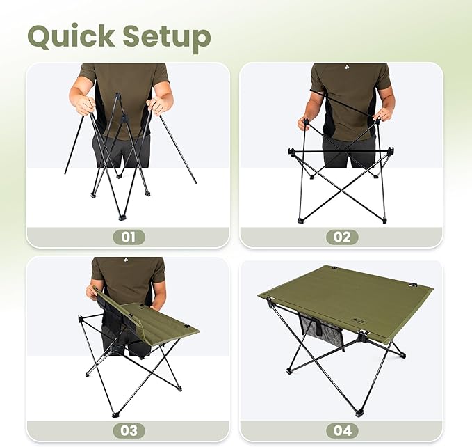 ONETIGRIS Foldable Camping Table, Lightweight Portable Table Sturdy & Quick Setup, Holds Up to 66 lbs, Perfect for Camping, Hiking, Backpacking, Picnic, Beach, Travel