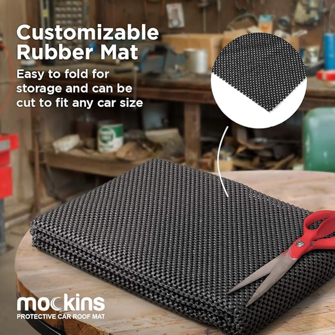 Mockins 51" x 39" Anti Slip Mat for Car Rooftop Bag | Durable Soft Roof Rack Pads | Customizable Cargo Mats for Back of SUV Truck & Van | Scratch-Resistant Car Roof Mat to Keep Cargo from Slipping