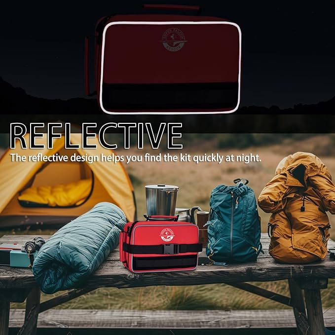 Premium Waterproof First Aid Kit (418 Pieces) for Car & Home - Color-Coded Organized Pockets, Dual-Handle Design | Emergency Survival Kit for Hiking, Camping, Backpacking and Outdoors